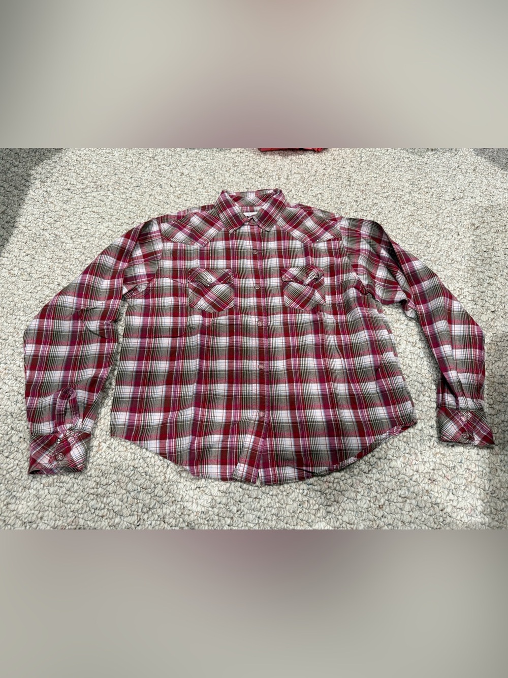 Panhandle Slim Red and White Plaid Button-Down Shirt